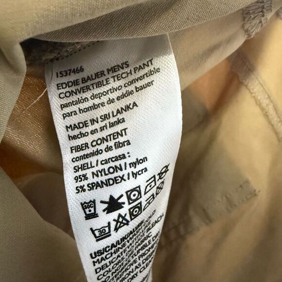 Eddie Bauer Mens Size 40x30 Convertible Zips Off Tech Pants Tan Nylon Stretch - Picture 7 of 9